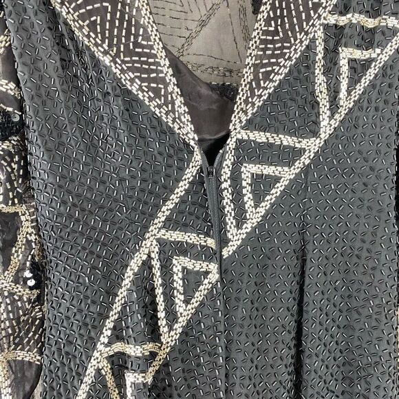 VINTAGE SHO MAX ORIGINALS Embellished Asymmetrical Silk Dress Size Medium GUC - Picture 6 of 8